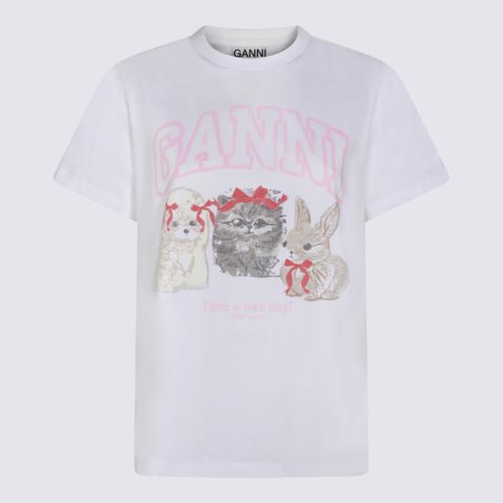 26SS 가니 애니멀 프린트 티셔츠 A1050029 151 Bright White - GANNI