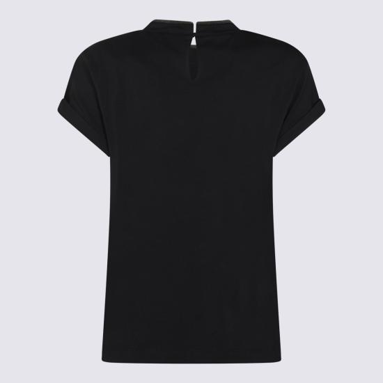 26SS 브루넬로 쿠치넬리 콘트라스트 트림 코튼 티셔츠 M0T18BD200 C4224 ABISSO - BRUNELLO CUCINELLI