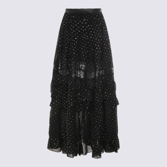 26SS 셀프 포트레이트 롱 스커트 RS26196XSKB BLACK - SELF PORTRAIT