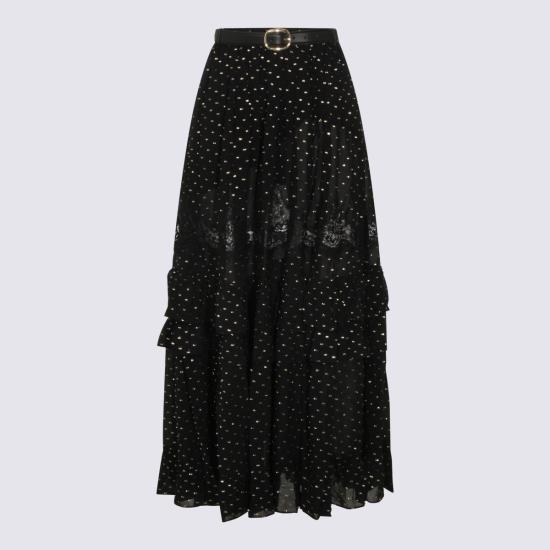 26SS 셀프 포트레이트 롱 스커트 RS26196XSKB BLACK - SELF PORTRAIT