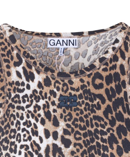 26FW 가니 레오파드 립 탱크탑 A1050073 943 Brown - GANNI