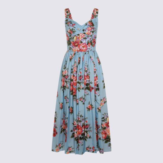 26SS 돌체앤가바나 플라워 부케 프린트 코튼 드레스 F6TTHT HS5UUHC5ZO FIORI F DO CELESTE - DOLCE & GABBANA