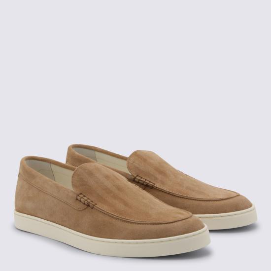 26SS 브루넬로 쿠치넬리 로퍼 스타일 셰브런 패턴 스웨이드 스니커즈 MZUHVSP335 C7962 SAND - BRUNELLO CUCINELLI