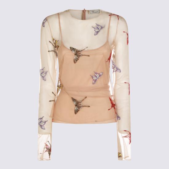 26SS 블루마린 긴팔 티셔츠 P644C262A F8209 CAMEL MULTI - BLUMARINE