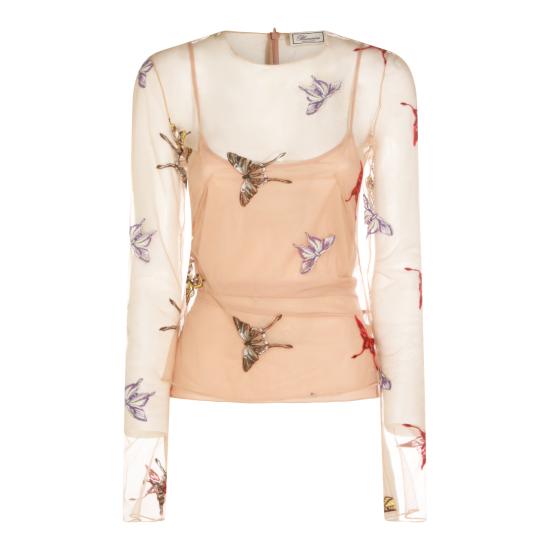 26SS 블루마린 긴팔 티셔츠 P644C262A F8209 CAMEL MULTI