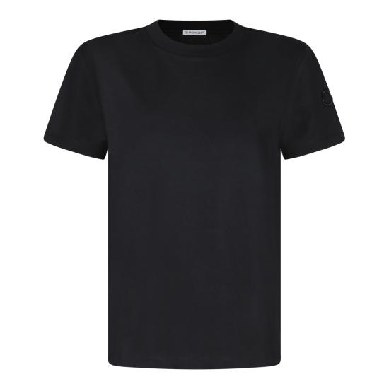 26SS 몽클레어 자수 로고 코튼 티셔츠 L10938C00029 89AUO999 BLACK