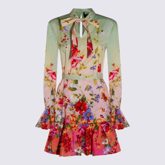 26SS 로베르토 카발리 미디 원피스 WQT104 3AR32D0509 GREEN FUCHSIA