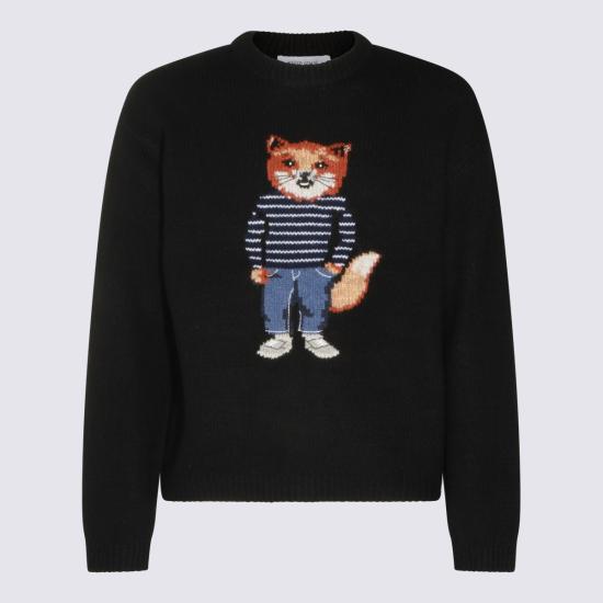 25FW 메종키츠네 드레스드 폭스 인타르시아 울 스웨터 PM00806 KH0002P199 Black