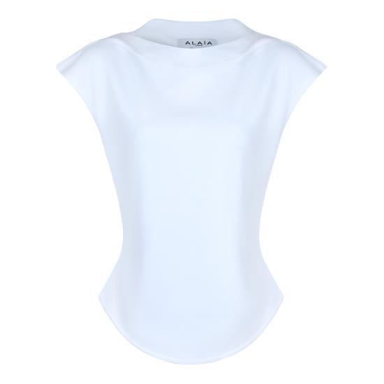 26SS 알라이아 반팔 티셔츠 AA9I0021J095C 000 BLANC