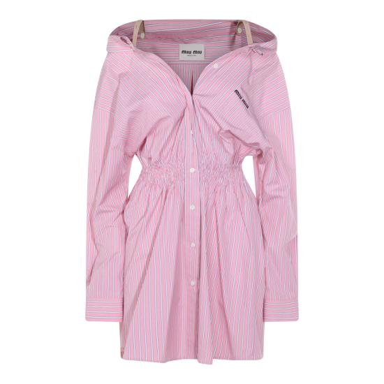 26SS 미우미우 스트라이프 포플린 드레스 MF6125SOOO 180UF0028 ROSA