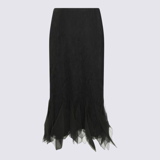 26SS 발렌티노 가라바니 미디 스커트 8B0RAF25 A6A0NO NERO - VALENTINO GARAVANI