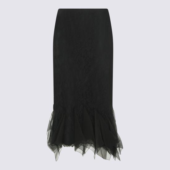 26SS 발렌티노 가라바니 미디 스커트 8B0RAF25 A6A0NO NERO - VALENTINO GARAVANI
