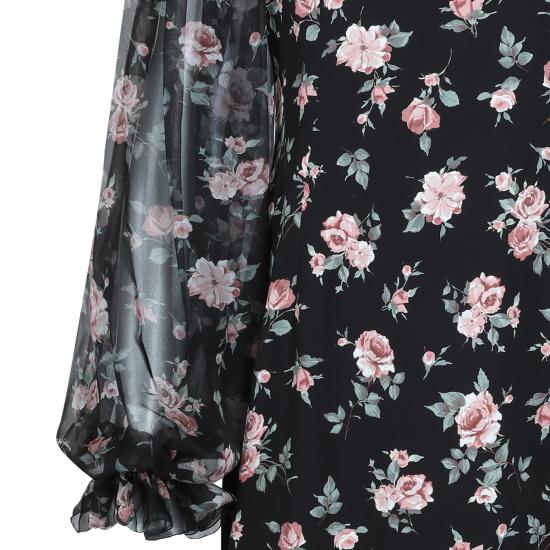 26SS 돌체앤가바나 빈티지 로즈 프린트 샤무스 드레스 F611DT FSA8CHN5XQ FIORI F DO NERO - DOLCE & GABBANA