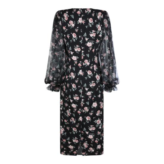 26SS 돌체앤가바나 빈티지 로즈 프린트 샤무스 드레스 F611DT FSA8CHN5XQ FIORI F DO NERO - DOLCE & GABBANA