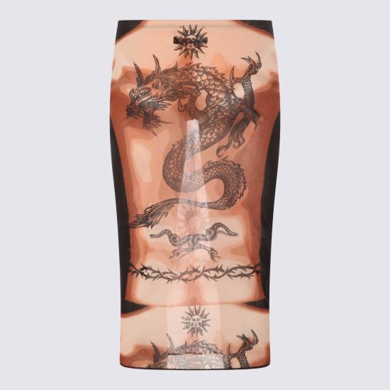 26SS 장 폴 고티에 미디 스커트 SK044 M026P636000 NUDE BROWN BLACK - JEAN PAUL GAULTIER