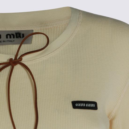 26FW 미우미우 긴팔 티셔츠 MJLA58SOOO 191IF0379 Ecru - MIU MIU