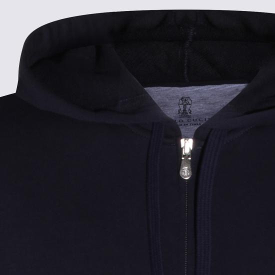 26SS 브루넬로 쿠치넬리 테크노 코튼 플리스 후드 집업 MW8639069G C6134 Navy - BRUNELLO CUCINELLI
