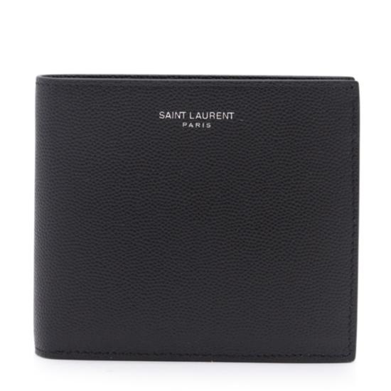 26SS 생로랑 그랑 드 뿌드르 엠보스드 레더 이스트/웨스트 동전 반지갑 396303 BTY0N1000 BLACK SILVER