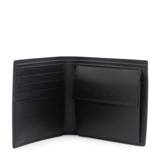 26SS 생로랑 그랑 드 뿌드르 엠보스드 레더 이스트/웨스트 동전 반지갑 396303 BTY0N1000 BLACK SILVER - SAINT LAURENT