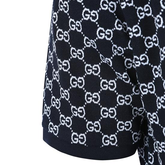 26SS 구찌 코튼 피케 자카드 폴로 셔츠 788024 XJHH74137 NAVY - GUCCI