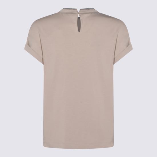26SS 브루넬로 쿠치넬리 콘트라스트 트림 코튼 티셔츠 M0T18BD200 C8539 TALCO - BRUNELLO CUCINELLI