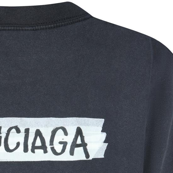 26SS 발렌시아가 마스킹 테이프 티셔츠 850990 TTVL61041 Washed Black - BALENCIAGA
