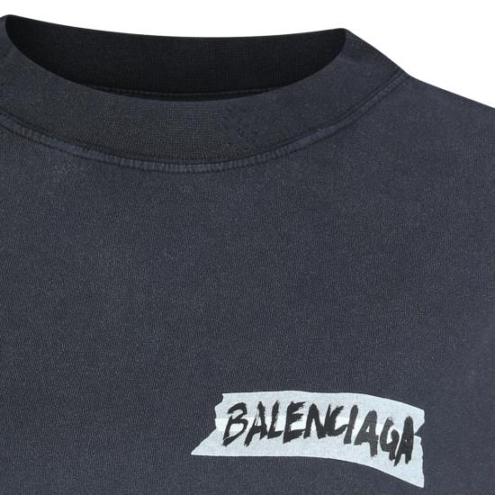 26SS 발렌시아가 마스킹 테이프 티셔츠 850990 TTVL61041 Washed Black - BALENCIAGA