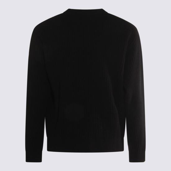 25FW 메종키츠네 폭스 헤드 울 립드 스웨터 PM00811 KT1149P199 Black - MAISON KITSUNE