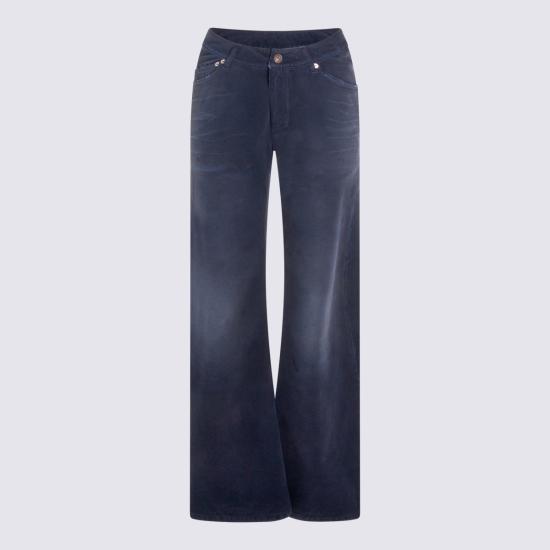 26SS 발렌시아가 커브드 Waist 팬츠 848019 TTW648074 DIRTY DARK BLUE