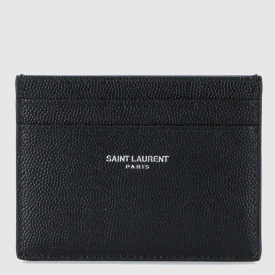 26SS 생로랑 실버 로고 그레인레더 375946 BTY0N1000 BLACK SILVER - SAINT LAURENT
