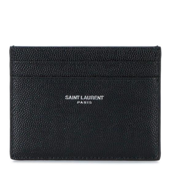 26SS 생로랑 실버 로고 그레인레더 375946 BTY0N1000 BLACK SILVER