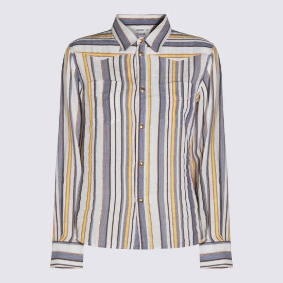25FW 셀린느 블라우스 RC06H0855 GAS3 CHALK YELLOW BLUE - CELINE