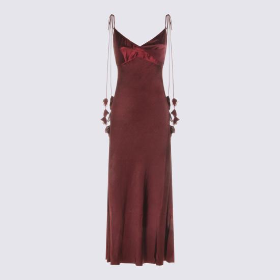 26SS 셀프 포트레이트 롱 원피스 RS26218MBU BURGUNDY - SELF PORTRAIT