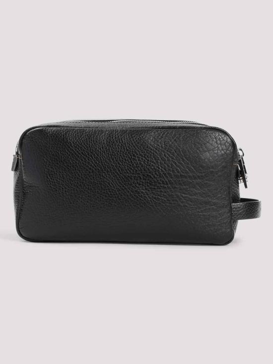  브루넬로 쿠치넬리 더블 지퍼 바케타 레더 뷰티 케이스 MWZIBU334C101 Black - BRUNELLO CUCINELLI