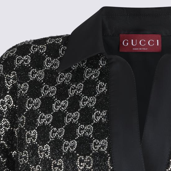 26SS 구찌 울 트위드 라메 탑 846682 ZARWY1000 Black - GUCCI