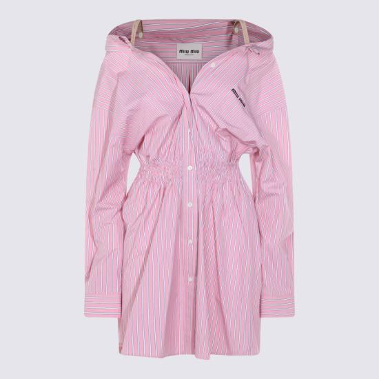 26SS 미우미우 스트라이프 포플린 드레스 MF6125SOOO 180UF0028 Rosa