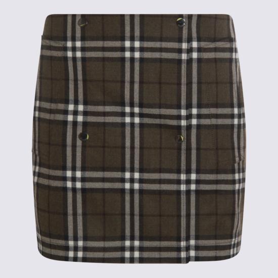 25FW 버버리 체크 본디드 울 트렌치 미니 스커트 8110911 C3078 SHRUB YEW IP CHECK