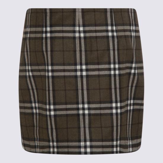 25FW 버버리 체크 본디드 울 트렌치 미니 스커트 8110911 C3078 SHRUB YEW IP CHECK - BURBERRY