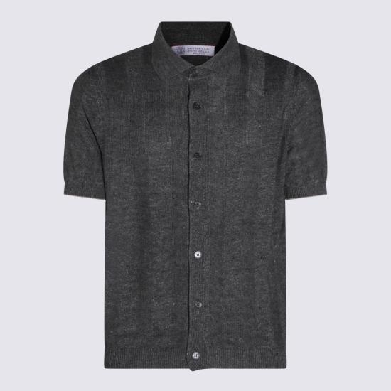 26SS 브루넬로 쿠치넬리 리넨 립 코튼 반소매 셔츠 M2L707805 CRO75 - BRUNELLO CUCINELLI