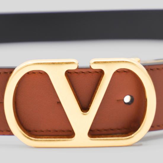 26SS 발렌티노 가라바니 가죽 벨트 8Y2T0SQ3 IYRDRN BLACK COGNAC GOLD - VALENTINO GARAVANI