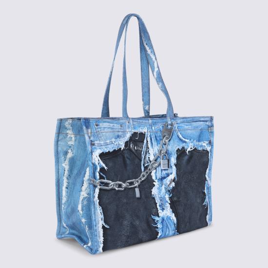 26SS 아크네 스튜디오 데님 프린트 토트 C10270 863 MID BLUE - ACNE STUDIOS