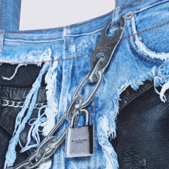 26SS 아크네 스튜디오 데님 프린트 토트 C10270 863 MID BLUE - ACNE STUDIOS