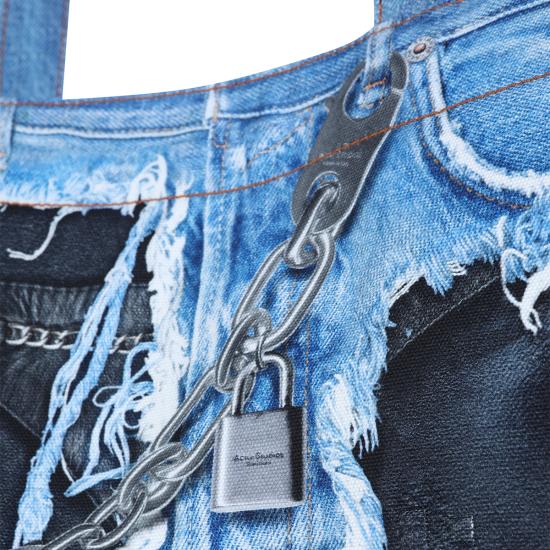 26SS 아크네 스튜디오 데님 프린트 토트 C10270 863 MID BLUE - ACNE STUDIOS