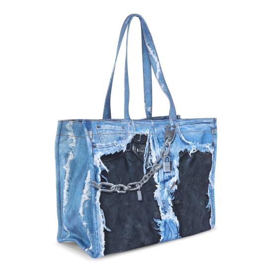 26SS 아크네 스튜디오 데님 프린트 토트 C10270 863 MID BLUE - ACNE STUDIOS