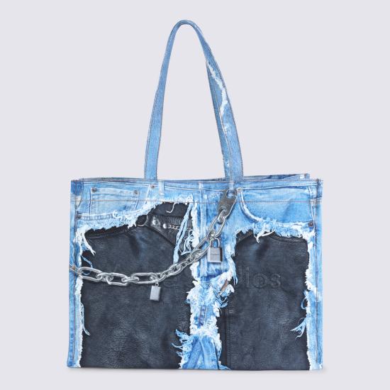 26SS 아크네 스튜디오 데님 프린트 토트 C10270 863 MID BLUE - ACNE STUDIOS
