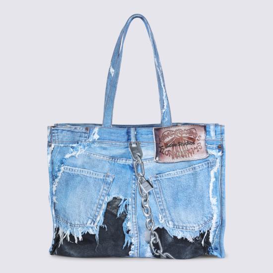 26SS 아크네 스튜디오 데님 프린트 토트 C10270 863 MID BLUE - ACNE STUDIOS