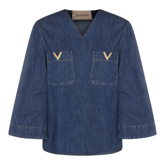 26SS 발렌티노 가라바니 데님 셔츠 8B3DB03L 9YA558 MEDIUM BLUE