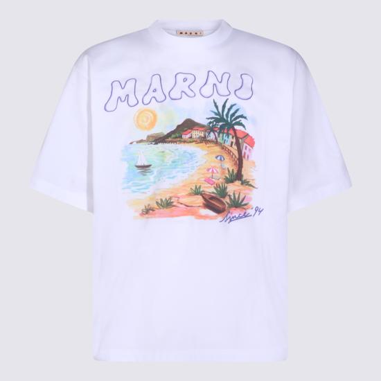 26SS 마르니 반팔 티셔츠 HUMU02234P USCZ06PRW01 White