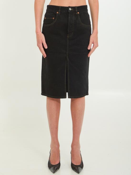 26SS 생로랑 미디 스커트 772260Y33WC 1299 BLACK