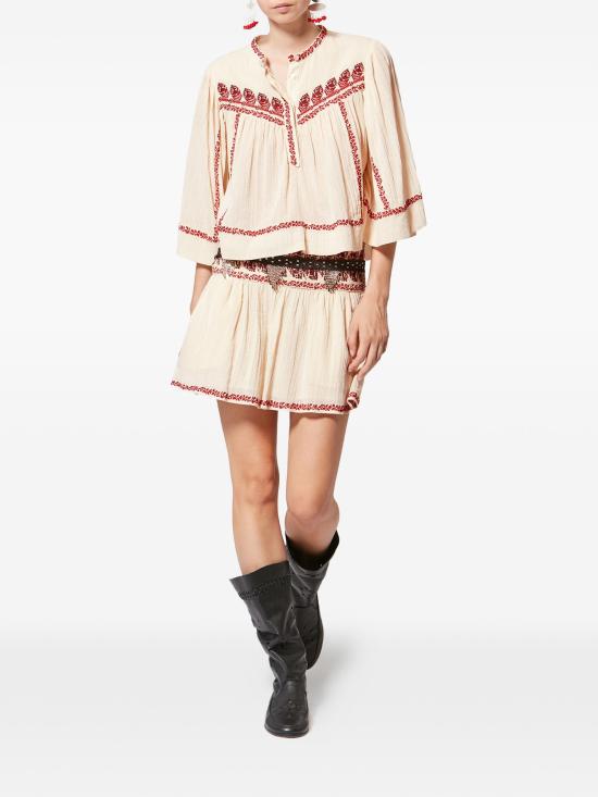 26SS 이자벨마랑 숏 스커트 JU0160FBD1J16E BERD BEIGE RED - ISABEL MARANT